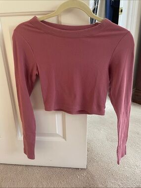 PINK Victoria's Secret Ribbed Long Sleeve Crop Top - Dusty Rose Pink